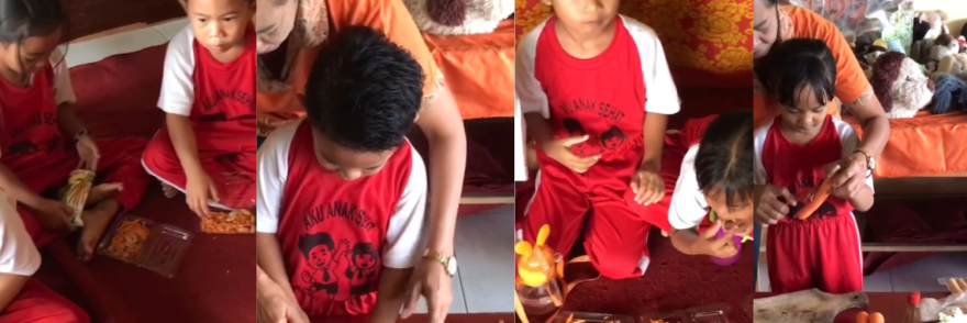 Jadi Chef Cilik, Mengajak Anak - anak TK Darma Santi II Membuat Mie Goreng 